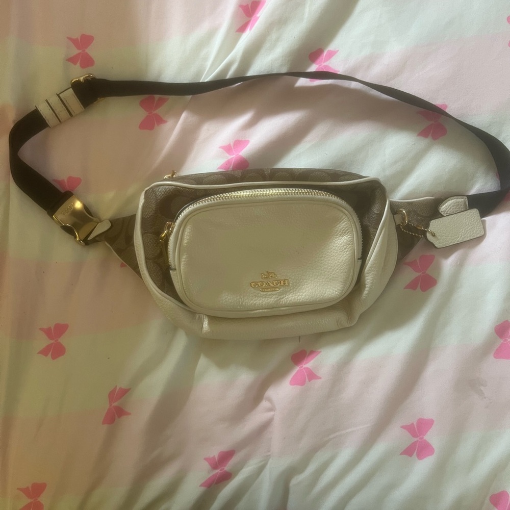 Coach White and Brown Bum Bag
